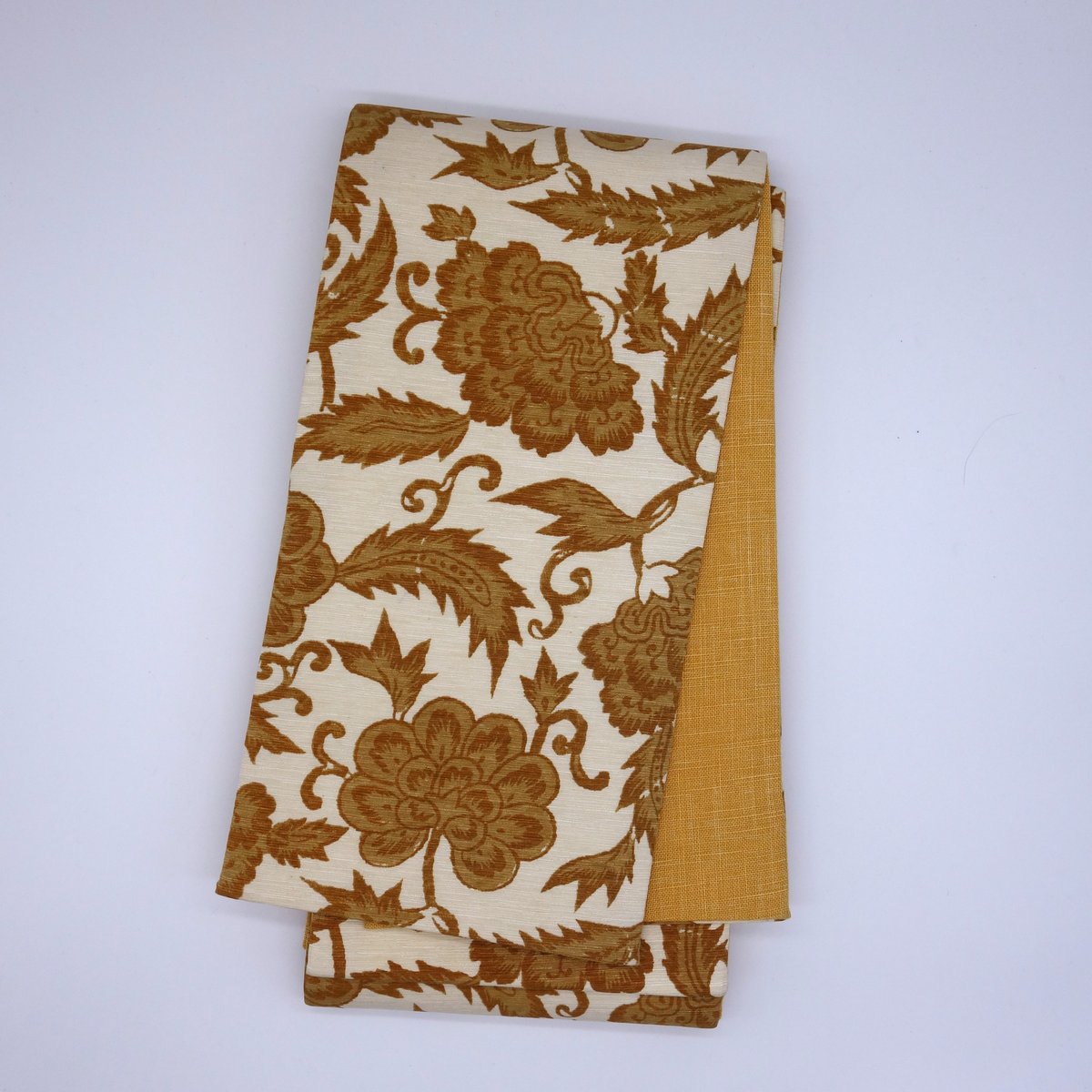 半幅帯 型染更紗 茶色系未使用品 半幅帯 型染更紗 茶色系未使用品