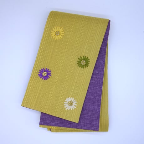 半巾帯「リボン刺繍／黄色」