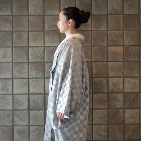 薄羽織「市松／グレー」