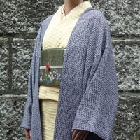 変わり羽織「ちりめん小花／グレー」
