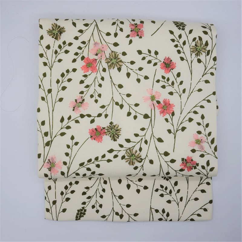 涼しげな麻の袋帯 メダカ 夏の気軽な袋帯 夏帯 羅 格子 白水