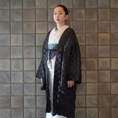 薄羽織「市松／ブラウン」