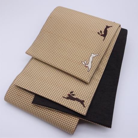 半巾帯「うさぎ刺繡」