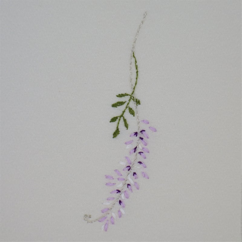藤の花刺繍半衿　日本刺繍　サモンピンク 刺繍半衿「藤の花」 | 着物ショップKosode