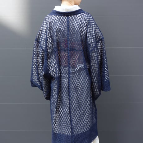 薄羽織「小花レース／紺」