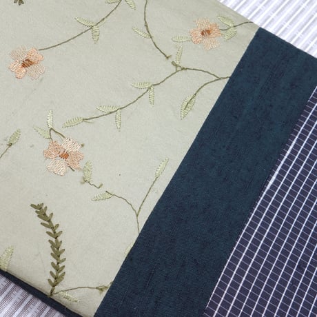 半巾帯「草色刺繍／ハギ」