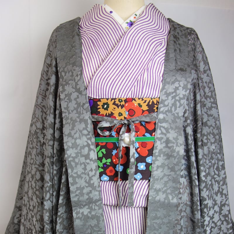 半巾帯　6点セット 半幅帯 ランドマーク ミッドナイト パープル 半巾帯 細帯 リバーシブル