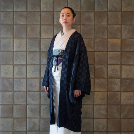 薄羽織「市松／ネイビー」