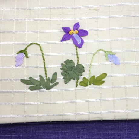 半巾帯「スミレ刺繍」