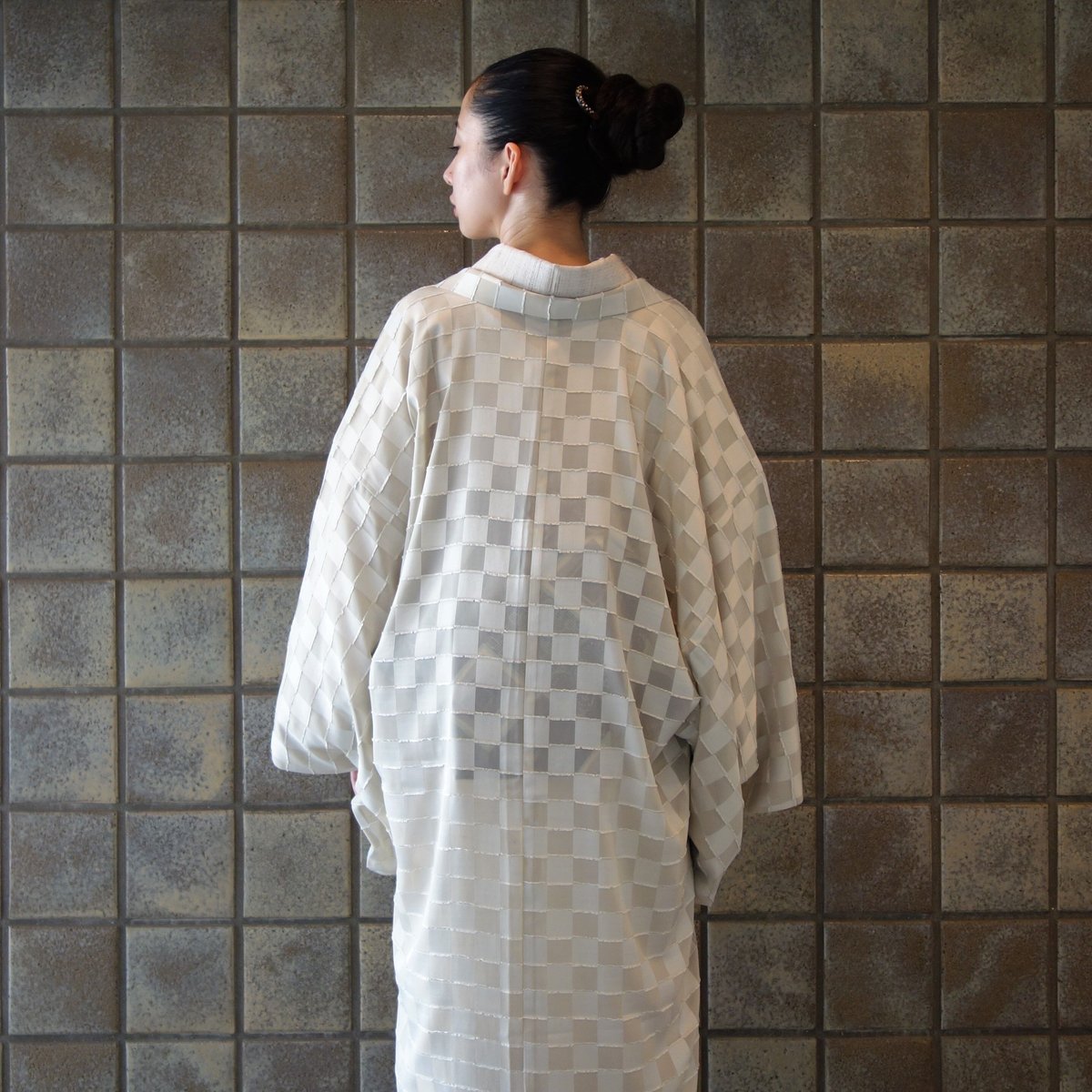 薄羽織「市松／ベージュ」 | 着物ショップKosode