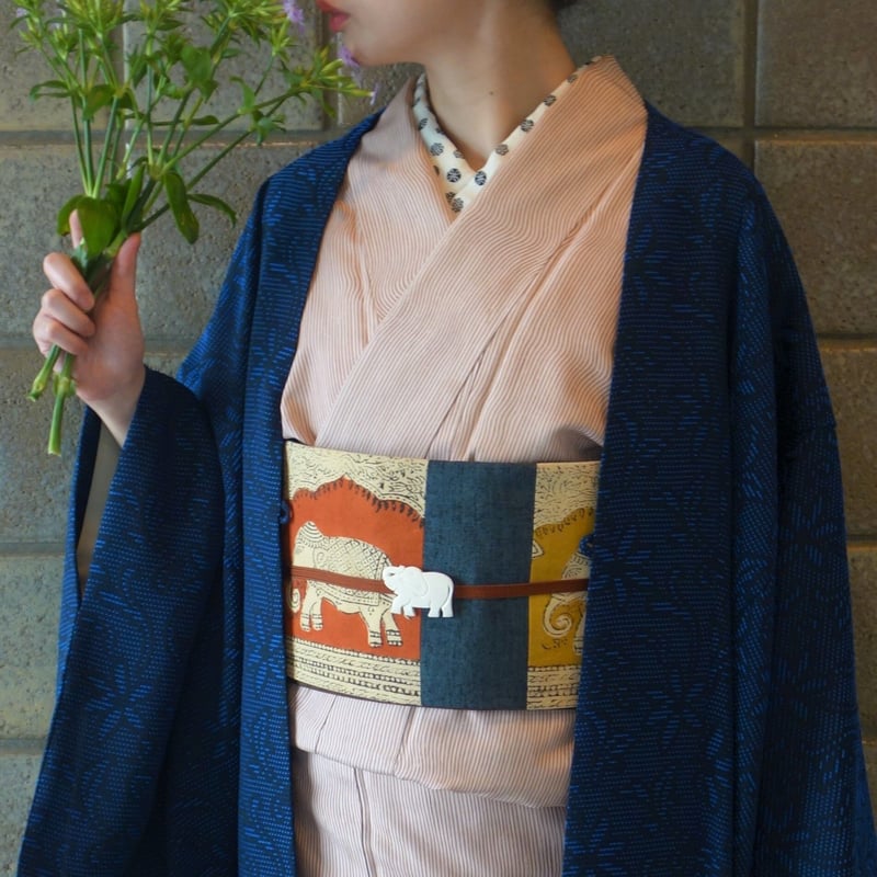 半巾帯「更紗ハギ／ゾウ」 | 着物ショップKosode