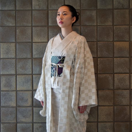 薄羽織「市松／ベージュ」