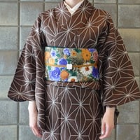 麻きもの「麻の葉刺繍／茶」
