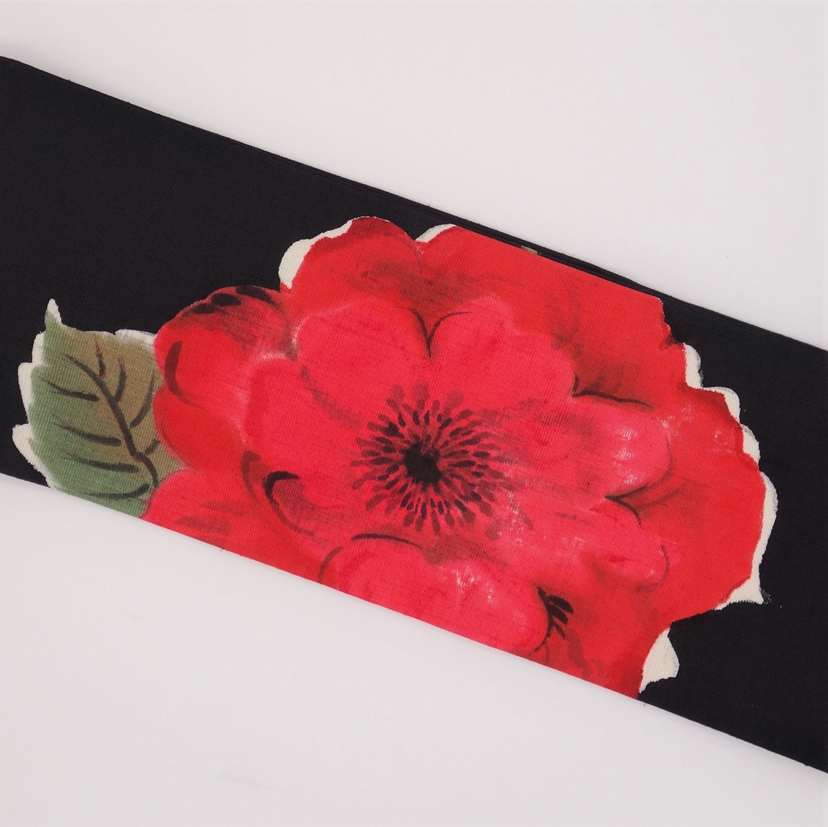 薔薇付け下げ着物と薔薇名古屋帯のセット 紅い薔薇＊刺繍 ローズ バラ 赤 ワインレッド 繻子 花 アンティーク