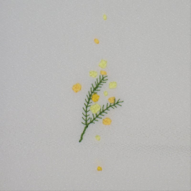 NM様リクエスト５点　　　　　　夜のミモザ　総刺繍　国産綿織物　刺繍半衿 NM様リクエスト5点 夜のミモザ 総刺繍 国産綿織物 刺繍半衿