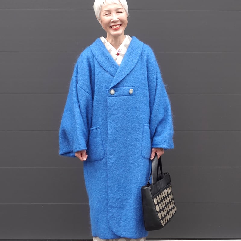 モヘアウールコート/ブルー | 着物ショップKosode モヘアウールコート/ブルー | 着物ショップKosode