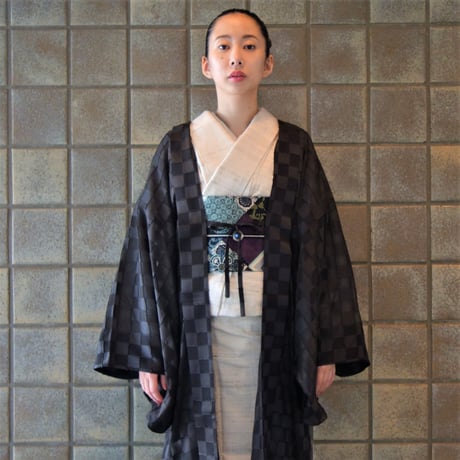 薄羽織「市松／ブラウン」