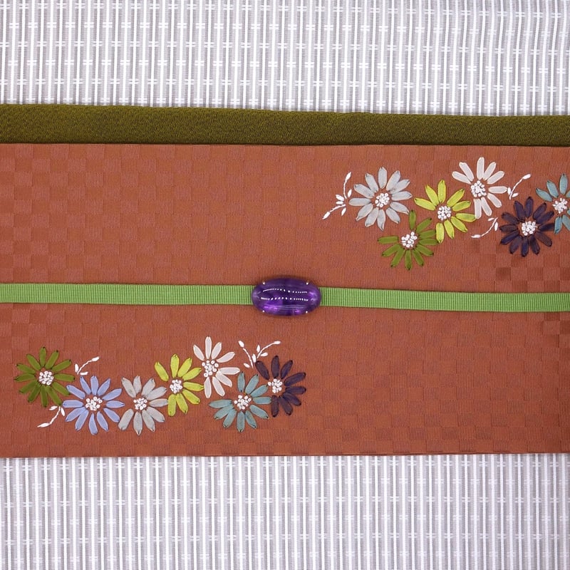 名古屋帯「市松リボン／茶」 | 着物ショップKosode