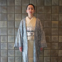薄羽織「花レース／グレー」