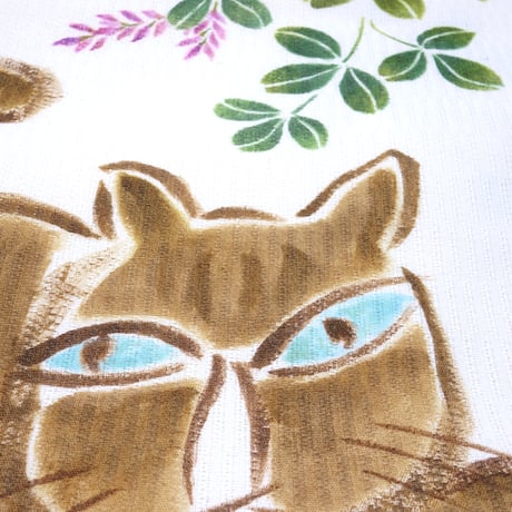 麻八寸なごや帯「茶猫」