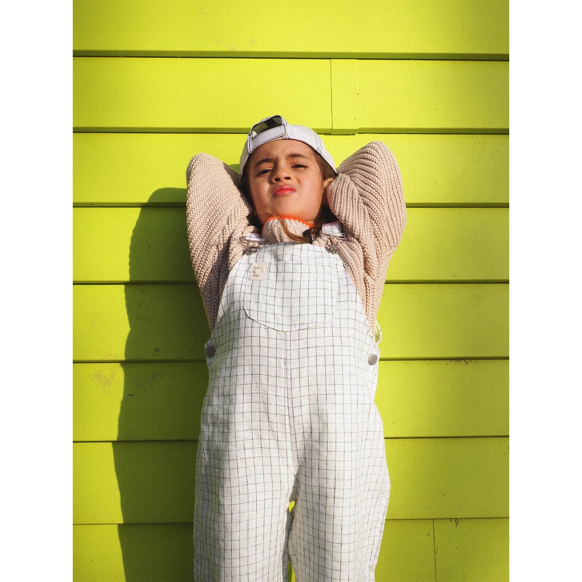 bel&bow オーバーオール bel&bow Grid Linen Overall