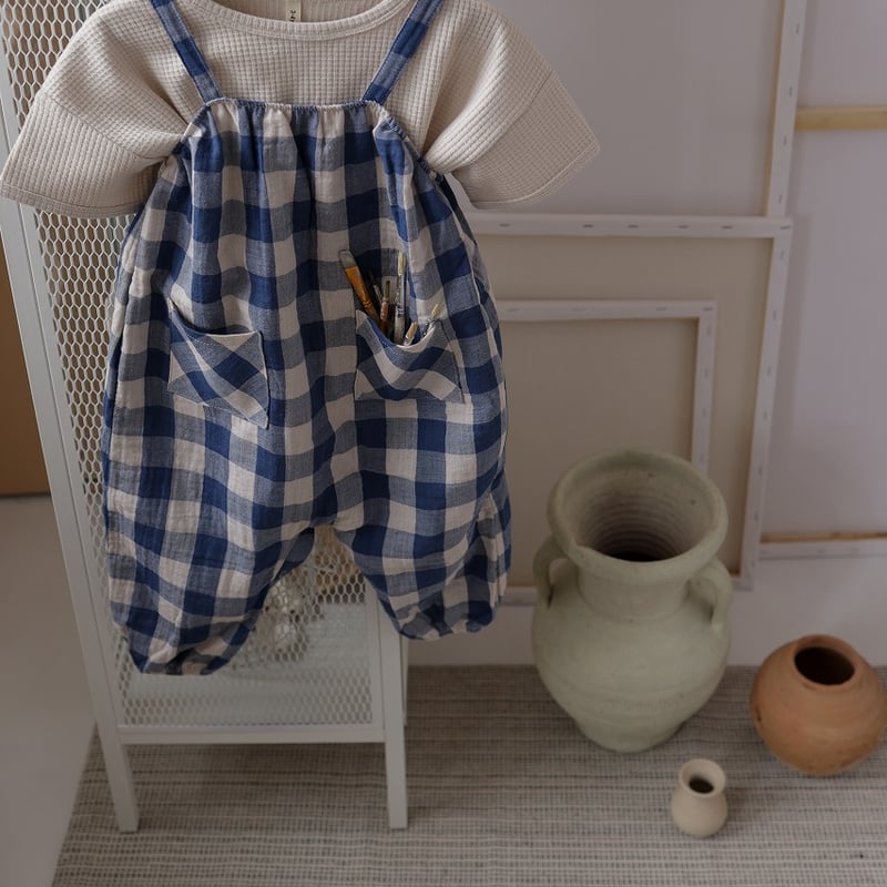 organic zoo Pottery Blue Gingham Artisan Jumpsu organic zoo Pottery Blue Gingham Artisan Jumpsu