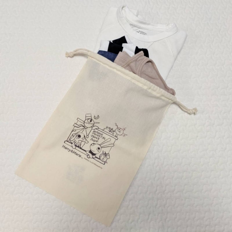 Harry&Marie コットン巾着 Lサイズ_マリー&チンさん | HOWMPDBUCK 