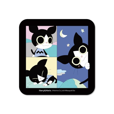 Harry&Marie　ウッドコースター_モマちゃんCOMIC_BLUE(青)