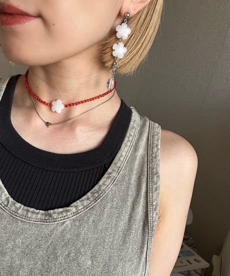 Retro flower pierce/earring