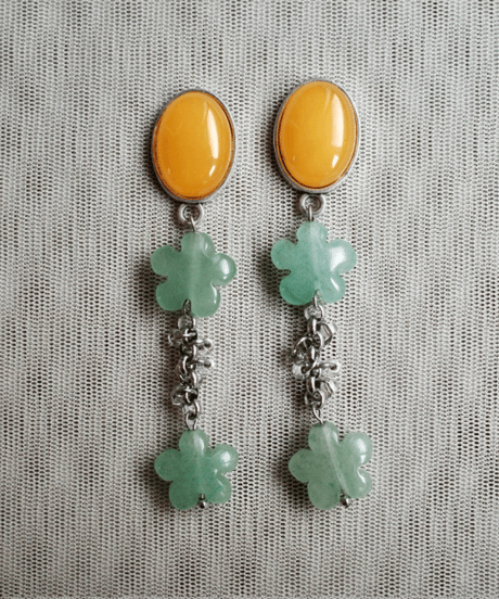 Retro flower pierce/earring