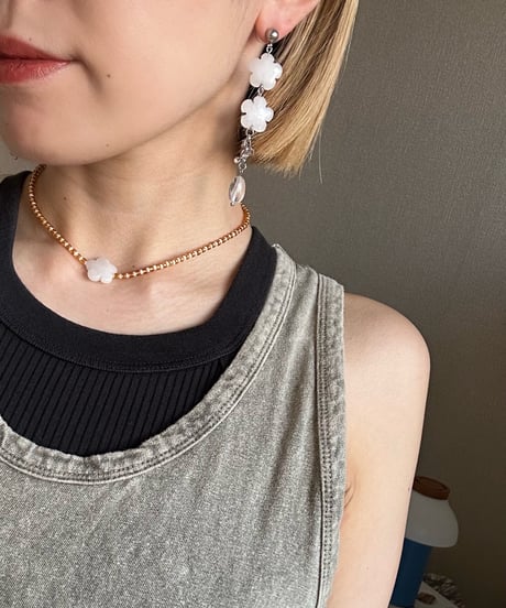 Retro flower pierce/earring