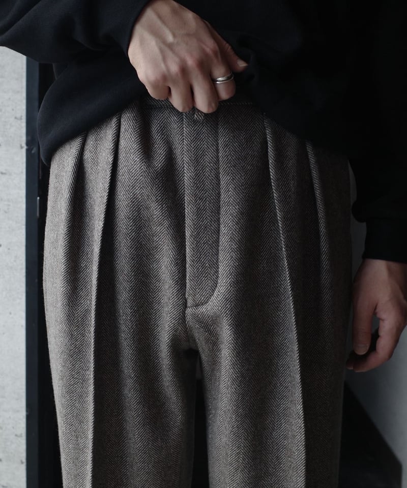 NEAT WOOL HERRINGBONE WIDE - BROWN × WHITE | DA