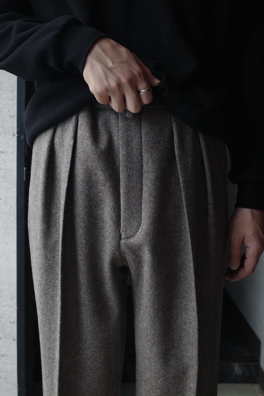 パンツ [NEAT] WOOL HERRINGBONE WIDE NEAT WOOL HERRINGBONE WIDE - BROWN × WHITE | DA