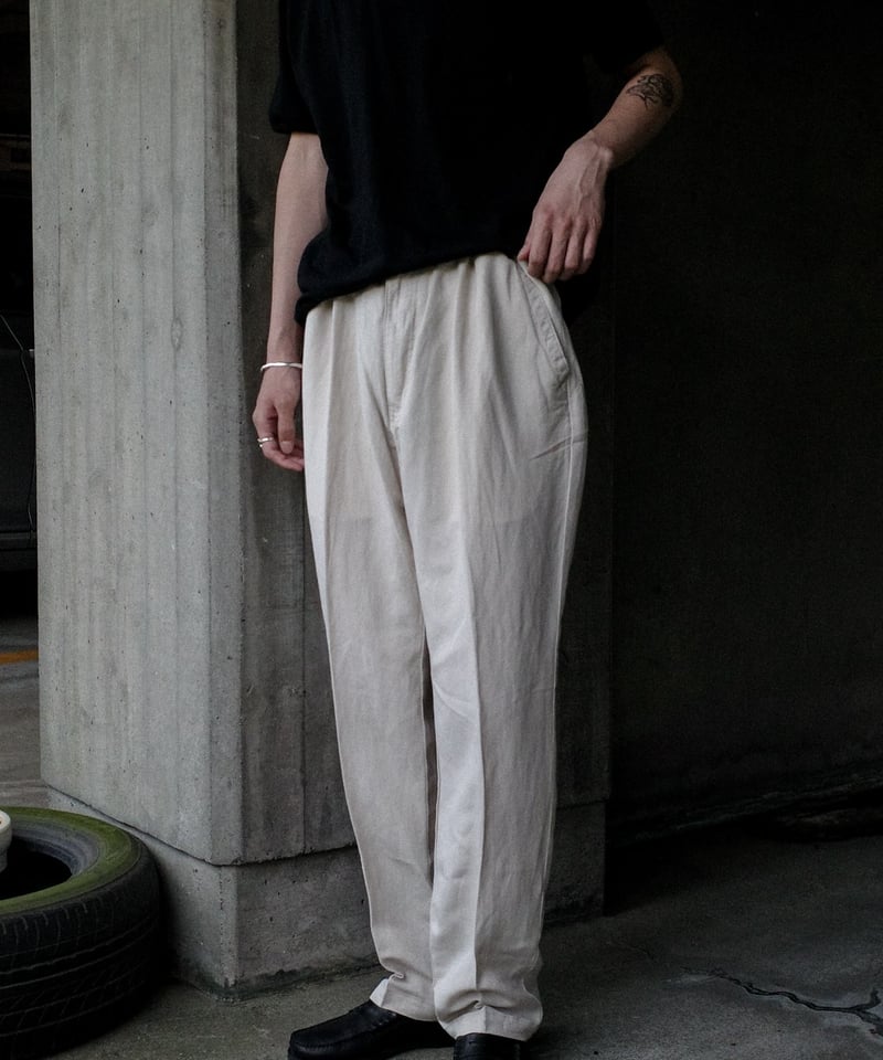 CUBAVERA リネン レーヨン スラックス イージーパンツ ブラック M CUBAVERA LINEN/RAYON DRAWSTRING EASY PANTS M (キューバベラ