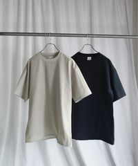SEABEES Micro Dot Mesh T-Shirts -Greige / Navy