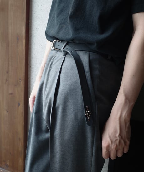 Made in Asakusa" Deadstock Leather Studs Narrow Belt
