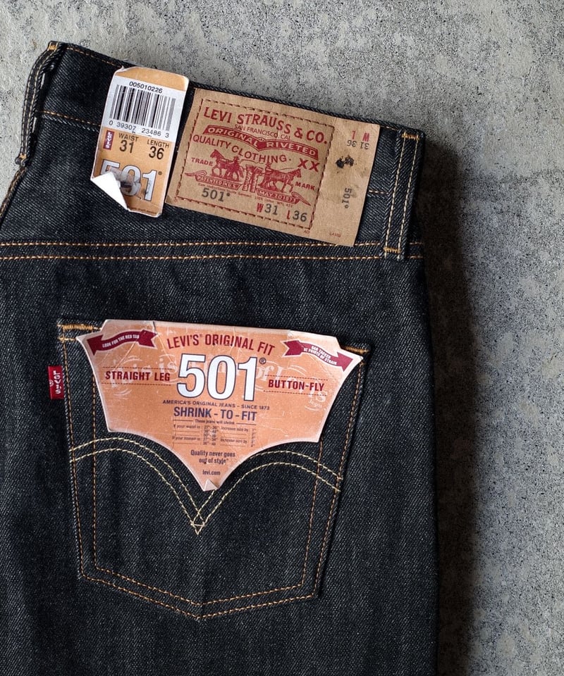 00's Deadstock Levi's 501 Denim Pants BLACK RIG