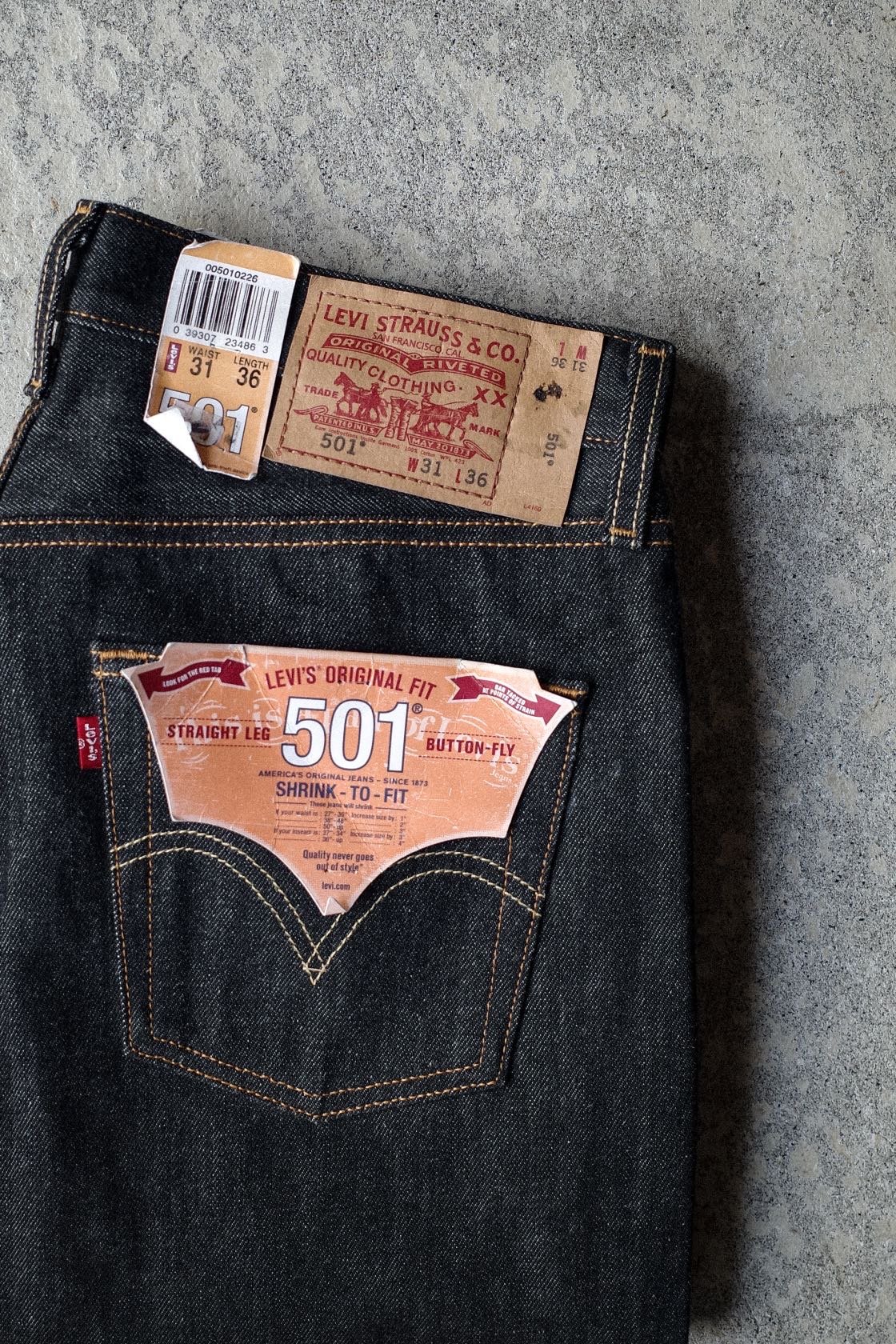 00's Deadstock Levi's 501 Denim Pants BLACK RIG