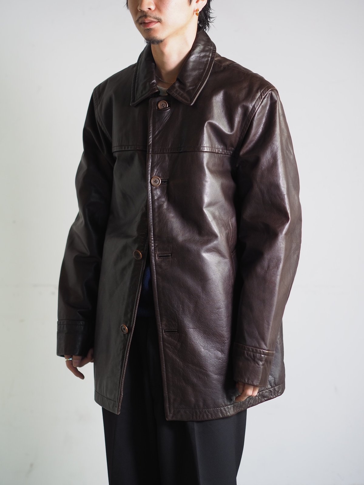 美品 OLD GAP Leather Car Coat カーコ ート ぬるい 野村訓市