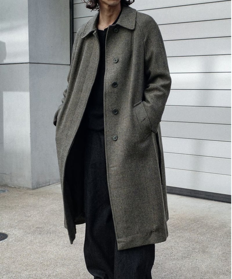 80-90s Burberrys Irish Tweed Balmacaan Coat 