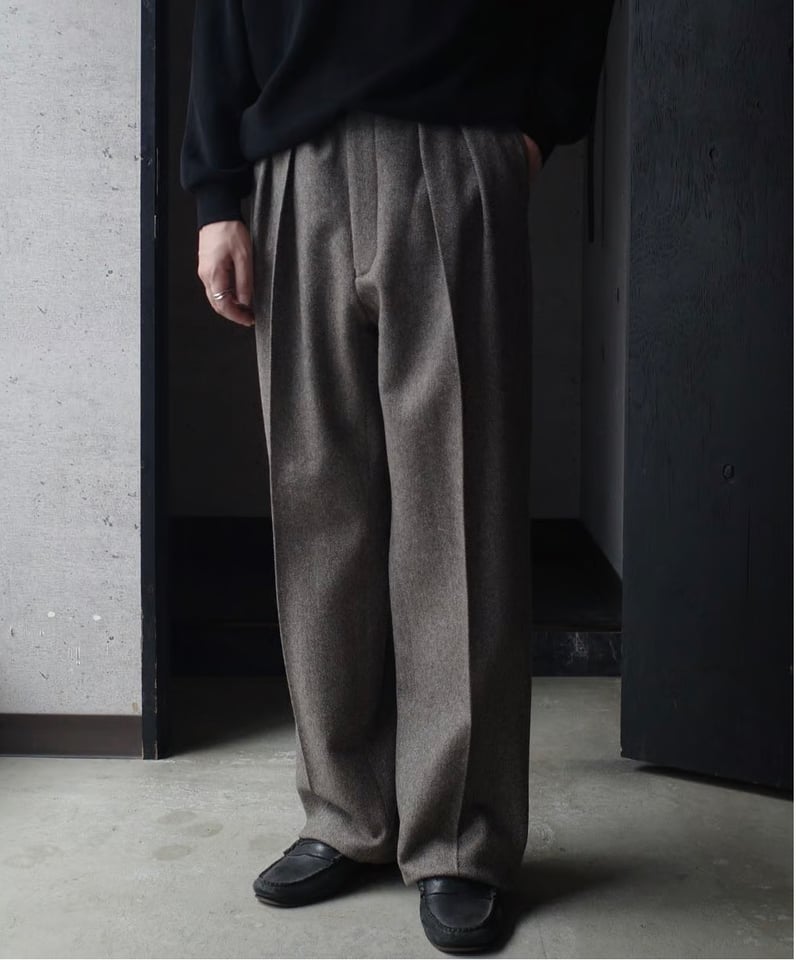 NEAT WOOL HERRINGBONE WIDE - BROWN × WHITE | DA