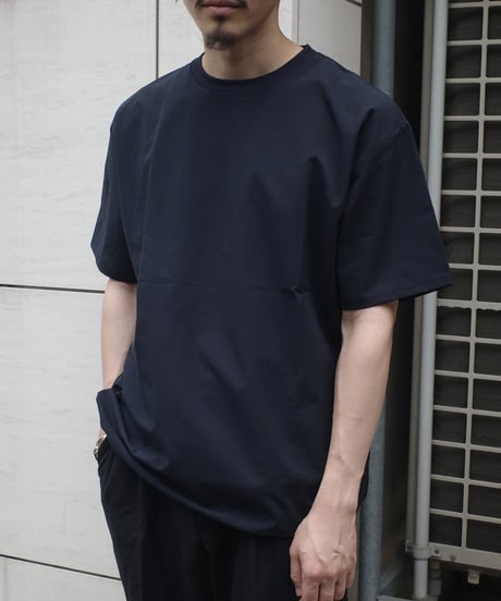 SEABEES Micro Dot Mesh T-Shirts -Greige / Navy
