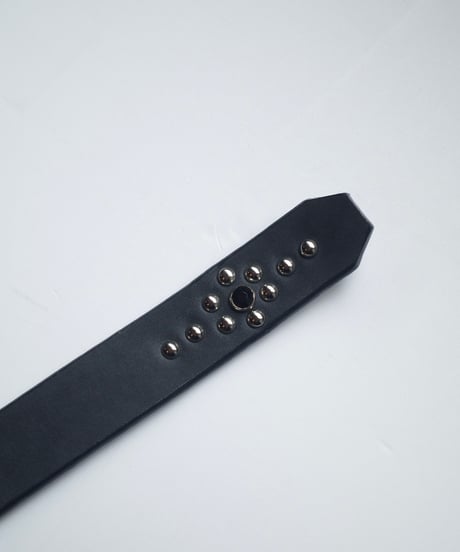 Made in Asakusa" Deadstock Leather Studs Narrow Belt