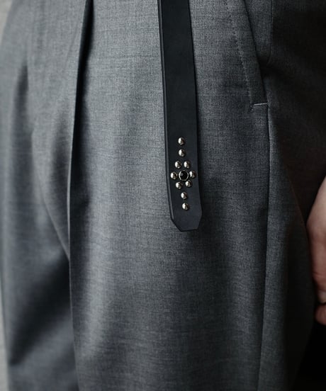 Made in Asakusa" Deadstock Leather Studs Narrow Belt