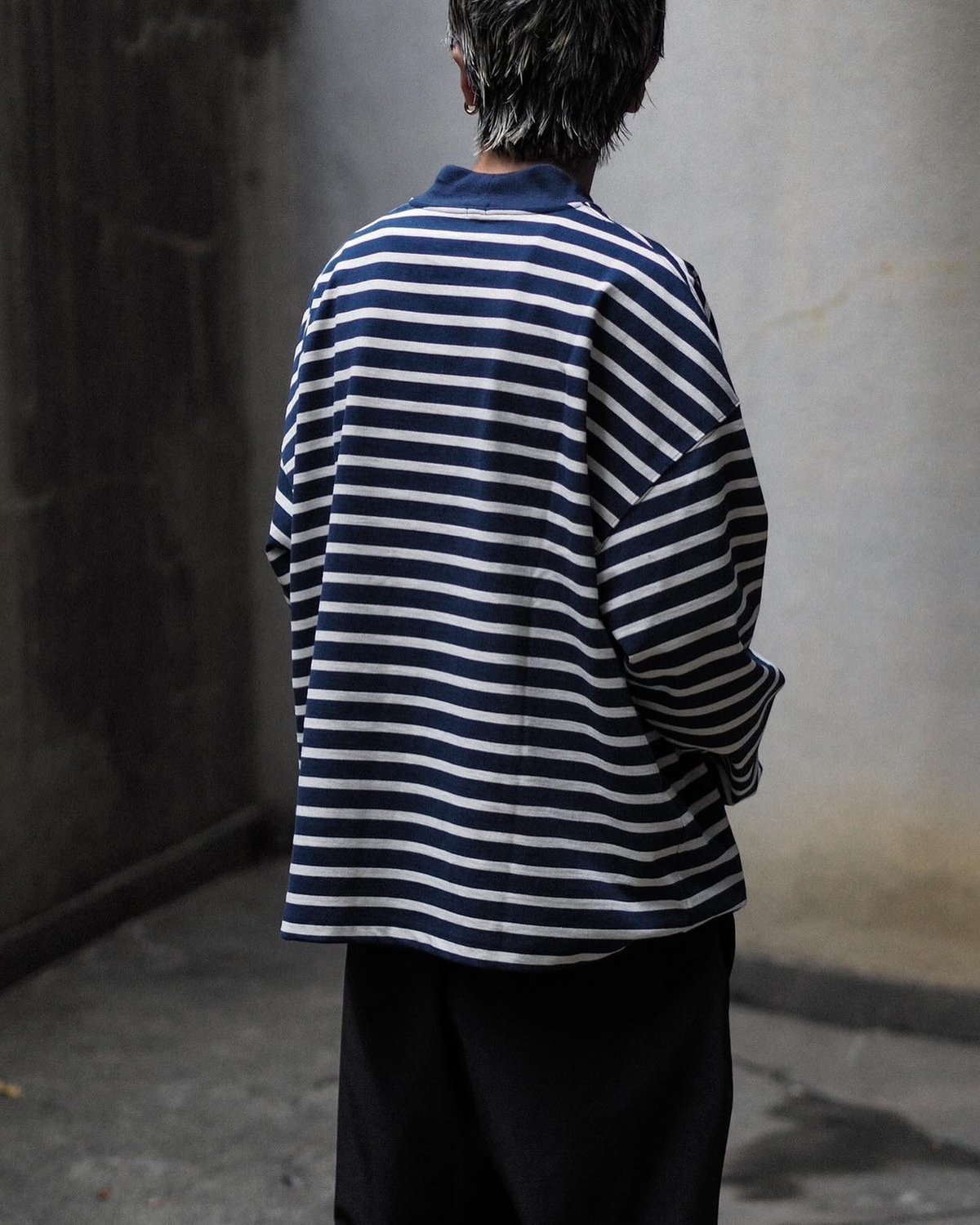 THE DAY - MOCK NECK BORDER LONG SLEEVE T-SHIRT THE DAY - MOCK NECK BORDER LONG SLEEVE T-SHIRT