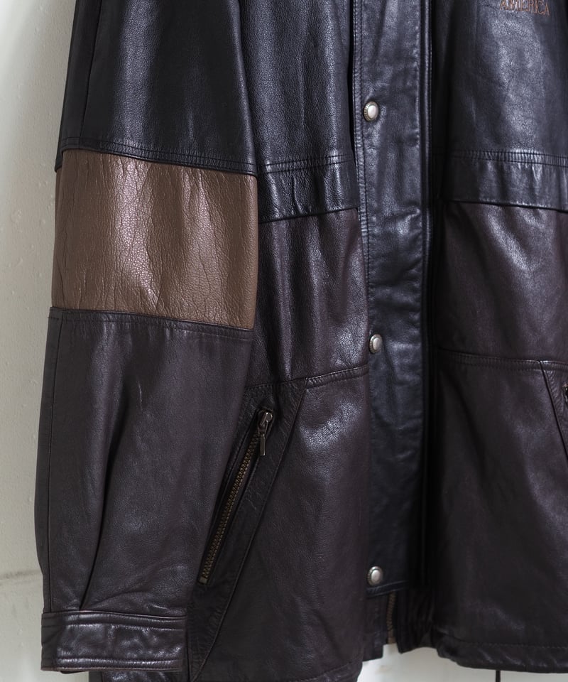 90s Perry Ellis Switching Leather Jacket | DAMA 90s Perry Ellis Switching Leather Jacket | DAMA