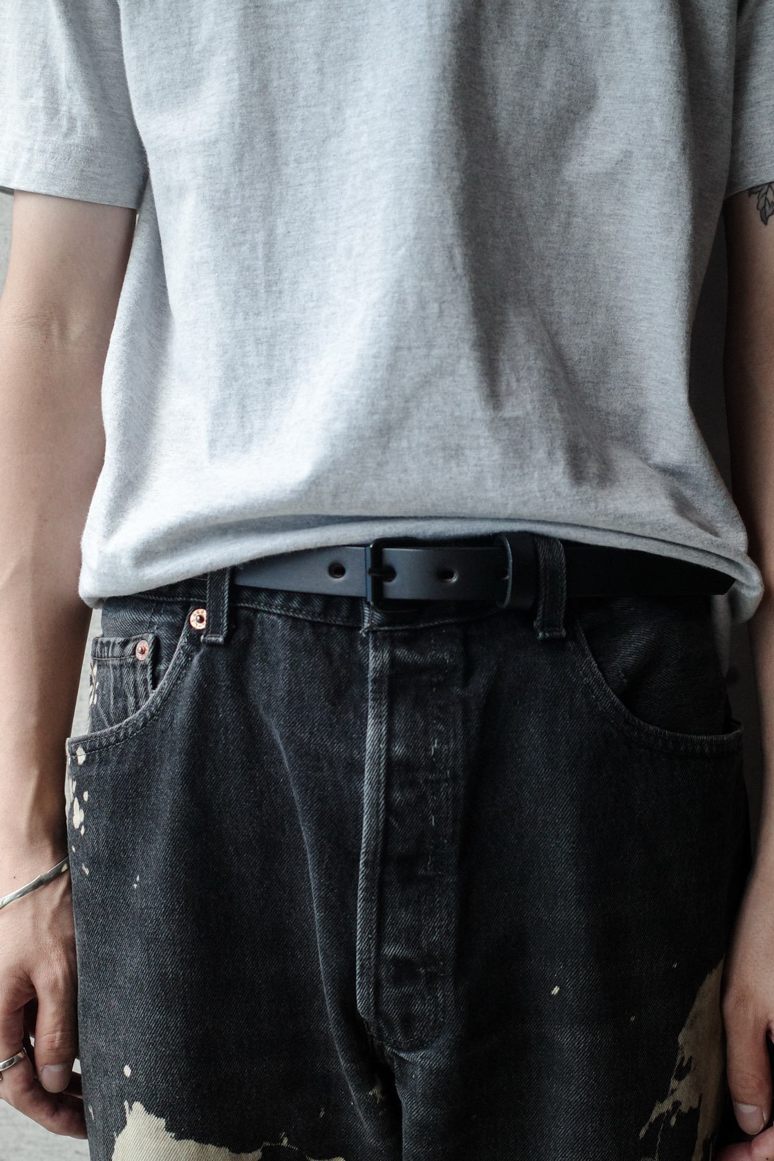 新品USA製AMISH アーミッシュ レザーベルト ハンドメイド 本革 34 黒