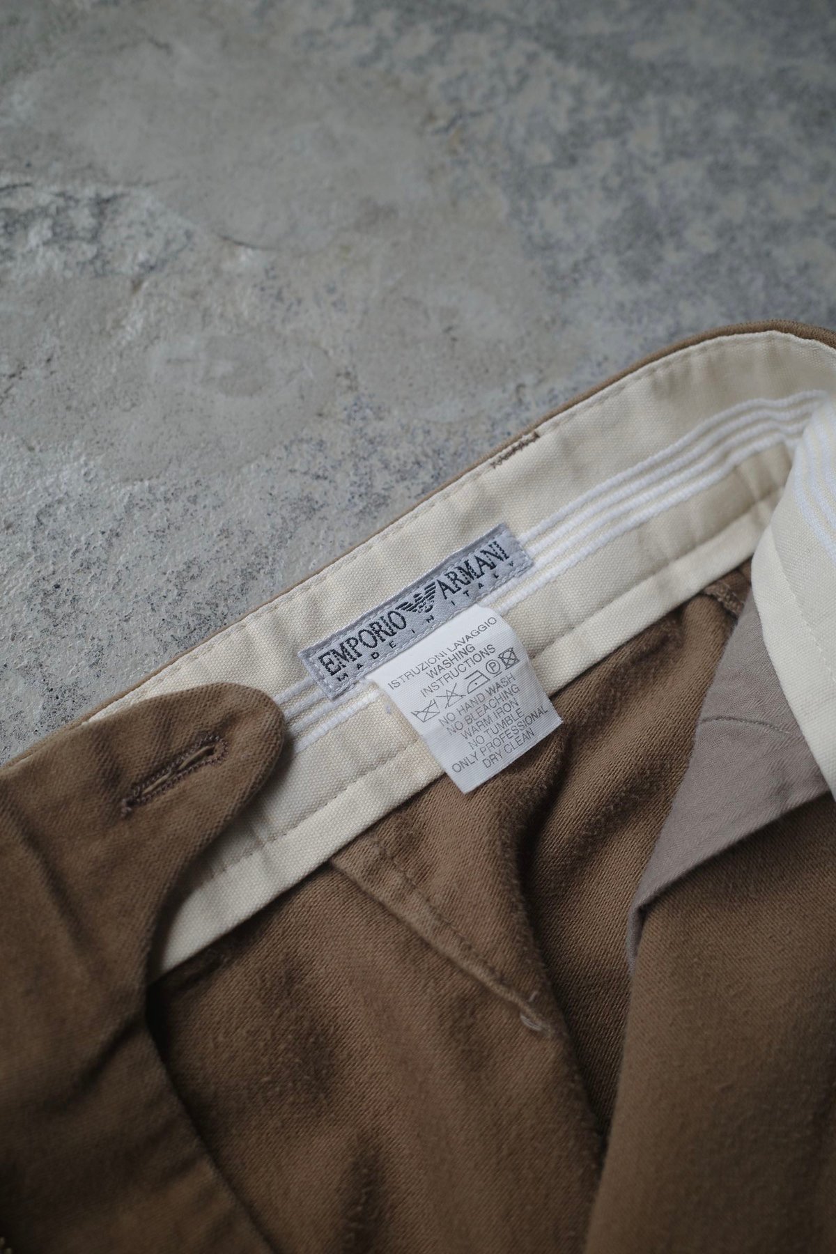 90s EMPORIO ARMANI モールスキン ギミックパンツ　アーカイブ 90-00s Emporio Armani Moleskin Trousers 