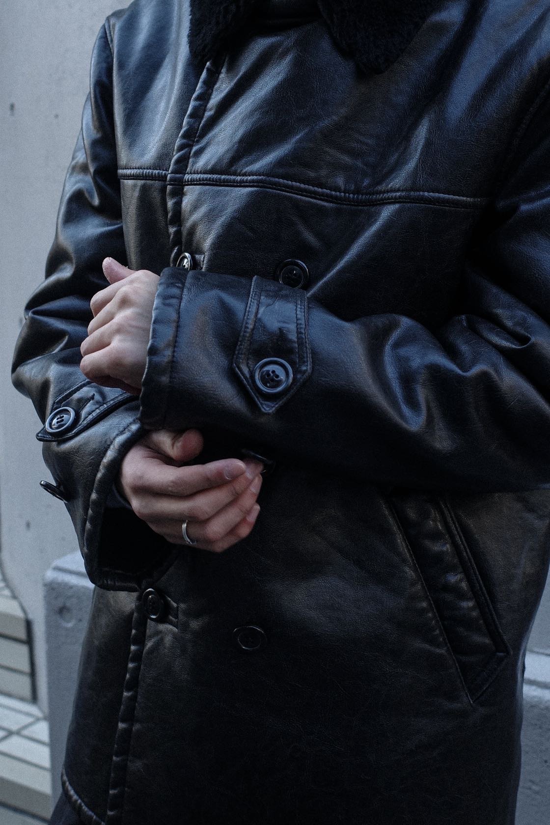 00s Armani Jeans Synthetic Leather Double-breas