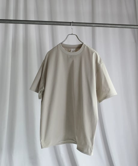 SEABEES Micro Dot Mesh T-Shirts -Greige / Navy